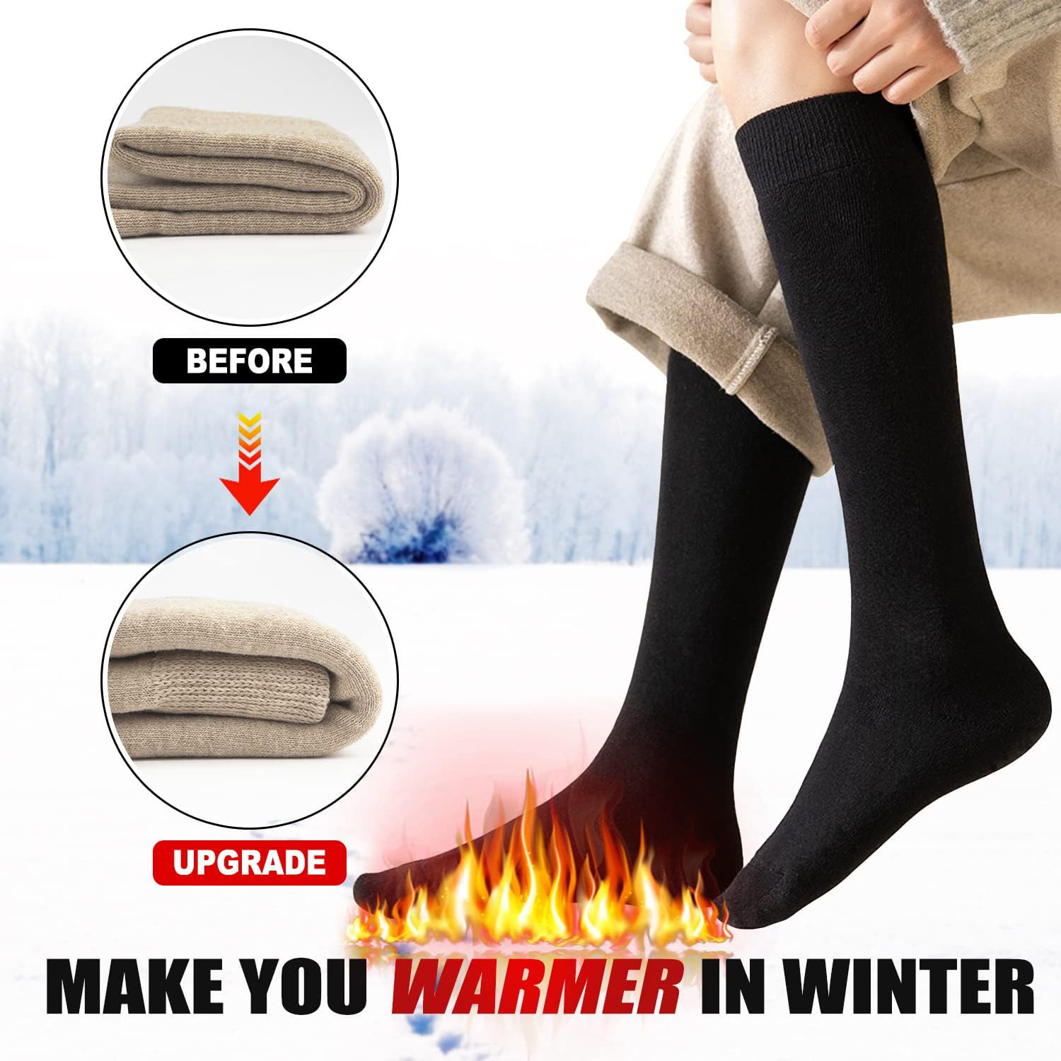 2 Pairs Fleece Warm Knee High  - Thermal Sock Winter ulasan dan harga